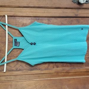Volcom turquoise racer back tank top, size S.